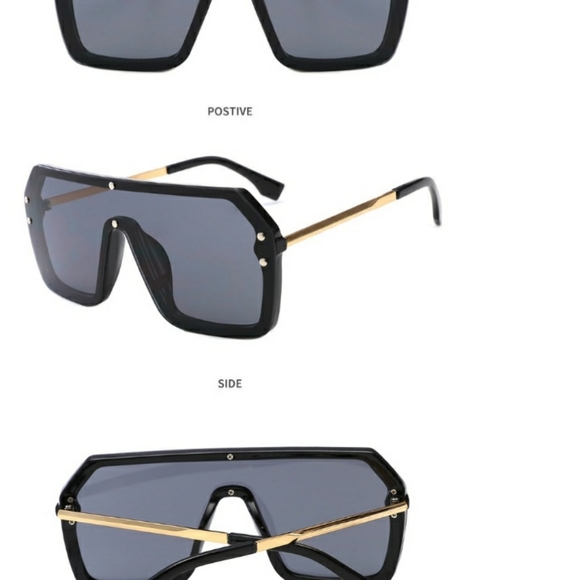 Fashion Sunglasses Oversize Women Big Frame Square Flat Top Rivet - New - Picture 2 of 8